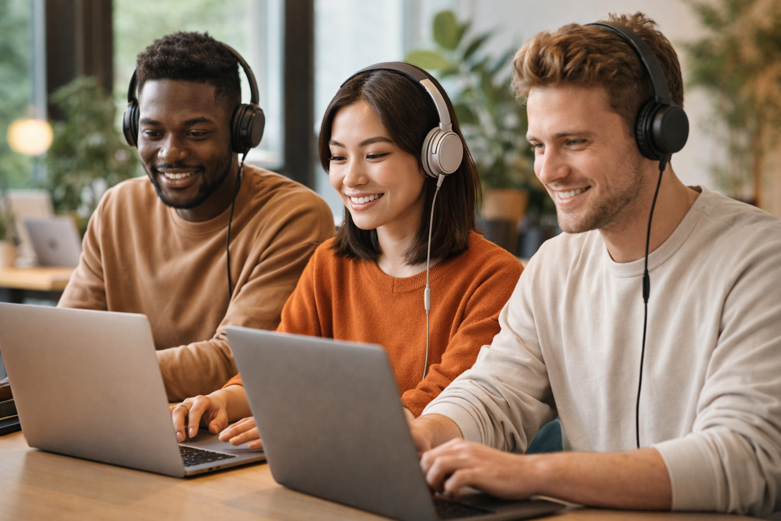 Estudantes felizes em videochamada de aula de inglês